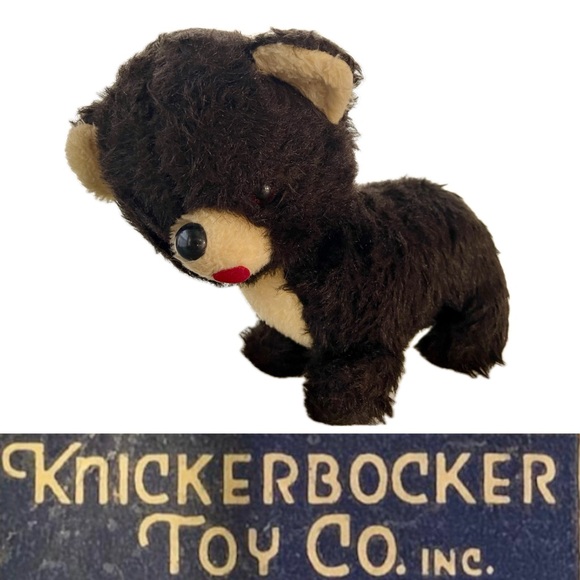 Vintage Other - 🧸Rare Knickerbocker Brown Teddy Bear on All Four Legs Red Tongue Vintage Plush